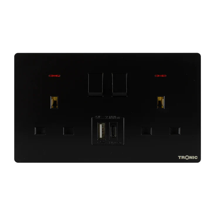 Premium Plain W USB Double Outlet - TS Range