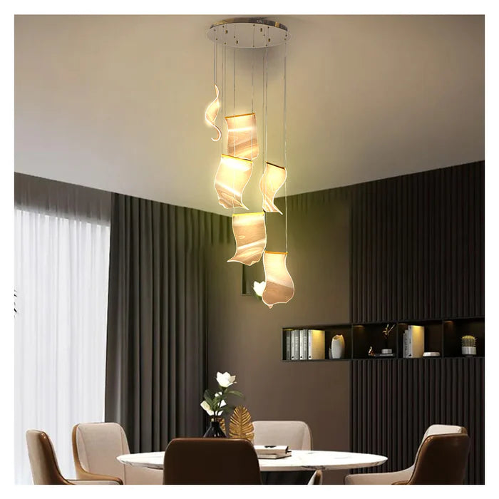 Artistic LED Pendant Chandelier Modern Flowing Design for Luxury Interiors (WH 2024-0406-12-TC)