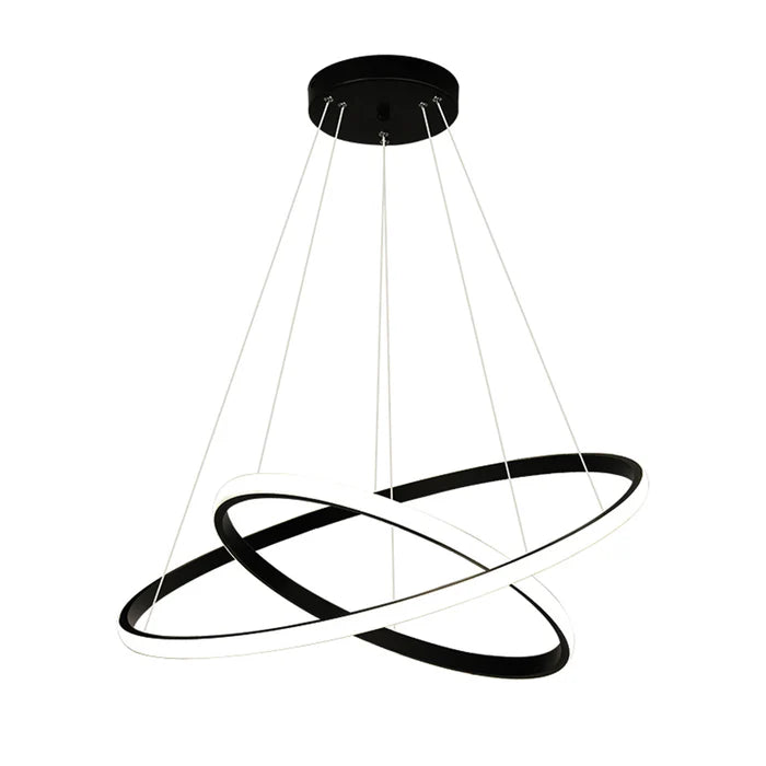 Black Twin-Ring Pendant Light 3-Colour Change (WH 2024-01-BK-TC)