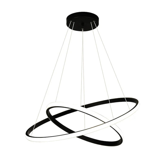 Black Twin-Ring Pendant Light 3-Colour Change (WH 2024-01-BK-TC)
