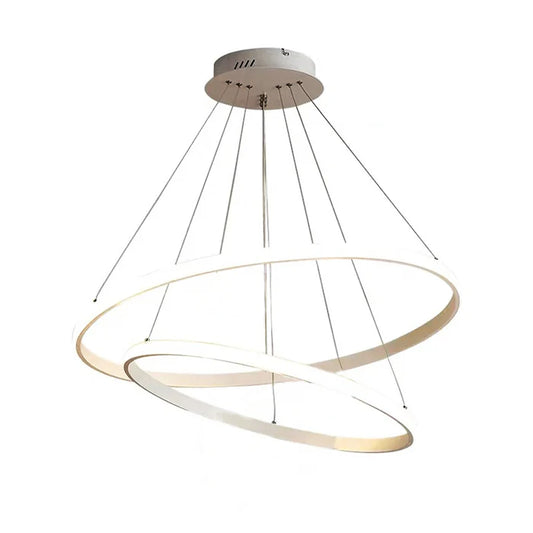 White Twin-Ring Pendant Light 3-Colour Adjustable (WH 2024-01-WH-TC)