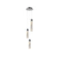 Modern 3-Light Pendant Fixture Chrome and Textured Glass Hanging Light