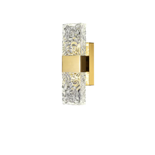 Modern Textured Glass Wall Sconce with Gold Finish