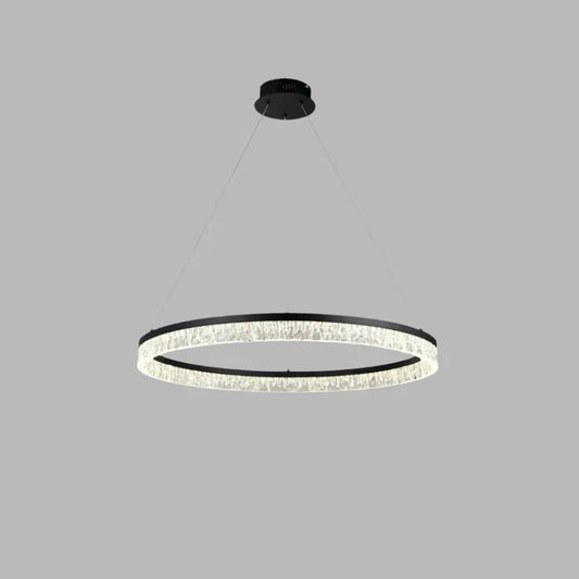 Modern Circular LED Pendant Light - Crystal Design