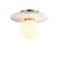 Modern Marble and Brass Ceiling Light with Frosted Glass Globe