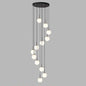12-Globe Spiral Pendant Chandelier with Matte Black Finish