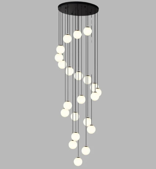 20-Globe Spiral Pendant Chandelier with Matte Black Finish