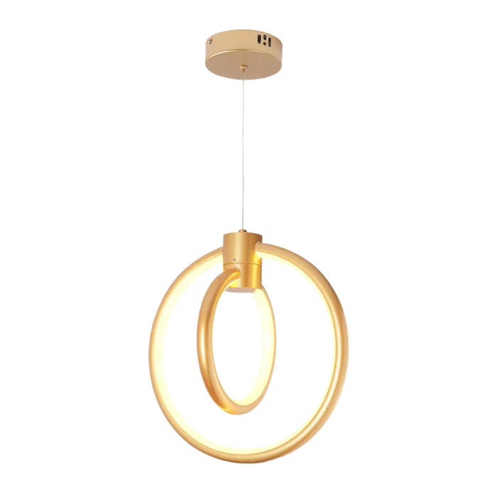 Golden LED Pendant Light – 30W, Dual Ring Design (WH 2501-GO-TC)