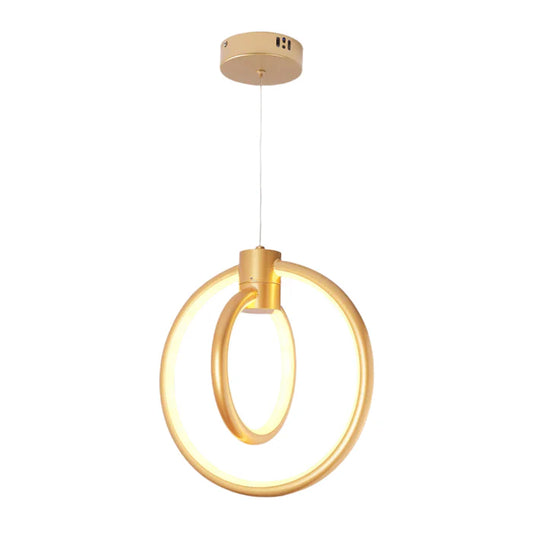 Golden LED Pendant Light – 30W, Dual Ring Design (WH 2501-GO-TC)