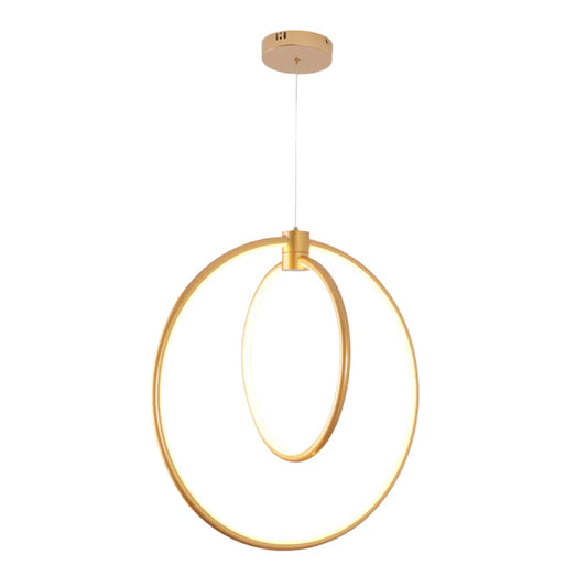 Golden Double-Ring LED Pendant Light – 55W, Color-Changing (WH 2502-GO-TC)