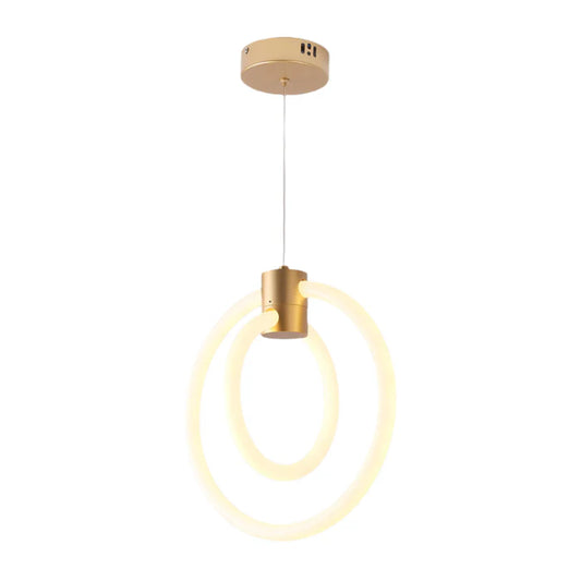 Golden Ring Pendant with Compact Twin Circles – 35W LED (WH 2503-GO-TC)