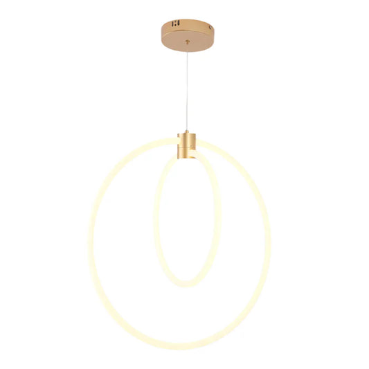 Double Halo Pendant Light – Golden Finish, 75W LED (WH 2504-GO-TC)