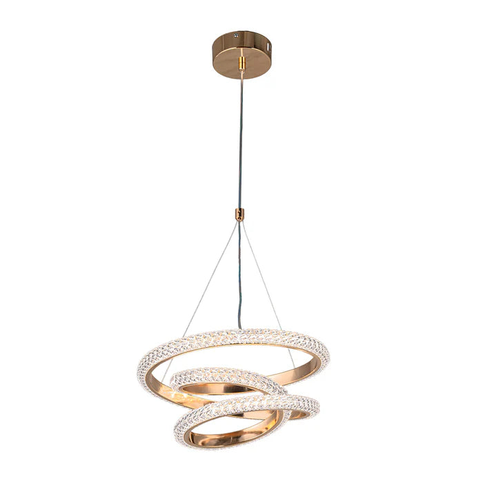 Golden Intertwined LED Pendant Light with Crystal (WH 25CL-04-GO-TC)