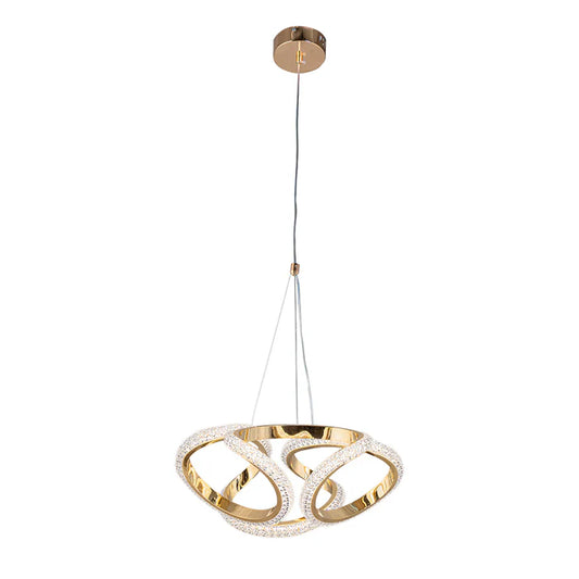 Golden LED Pendant Light – 50W, Tri-Color, Loop Design (WH 25CL-05-GO-TC)