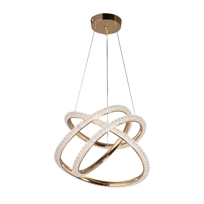 Golden Knot LED Pendant Light with Crystal Glow Finish (WH 25CL-12-GO-TC)