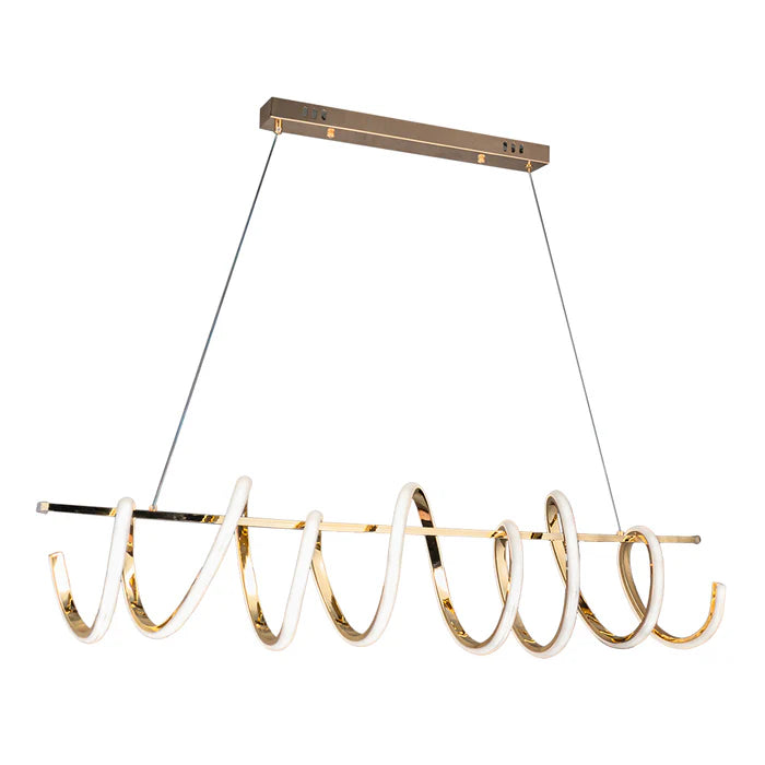 Golden Spiral Bar Chandelier – 70W LED, 3-Colour Adjustable (WH 25CL-19-GO-TC)