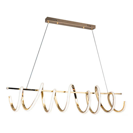 Golden Spiral Bar Chandelier – 70W LED, 3-Colour Adjustable (WH 25CL-19-GO-TC)