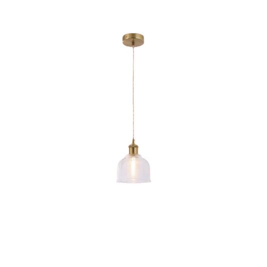Ribbed Glass Dome Pendant Light 1*E27