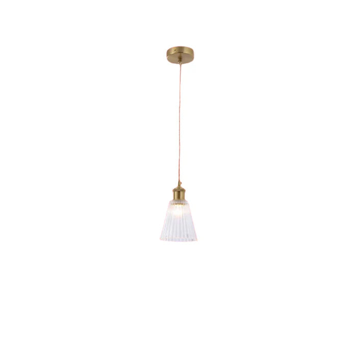 Cone Crystal Glass Pendant Light with Brass Accent