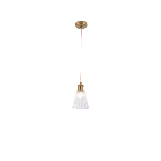 Cone Crystal Glass Pendant Light with Brass Accent