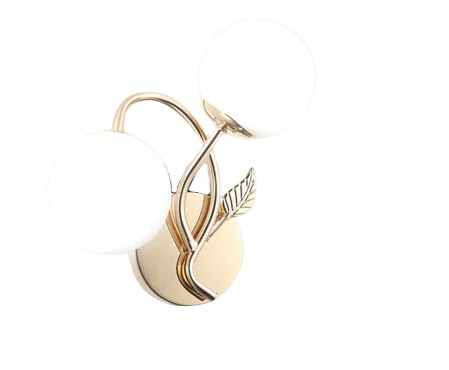 Modern Double-Globe Wall Lamp Frosted Glass Light with Leaf Design
