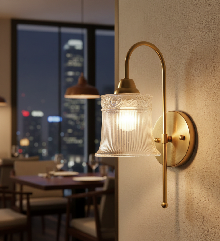 Vintage Embossed Glass Wall Light (PL 2504-GL-CL)